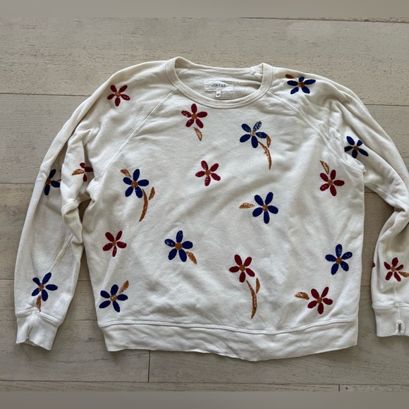 The Great college sweatshirt in washed white with western floral. Size 2 /M - Picture 5 of 11